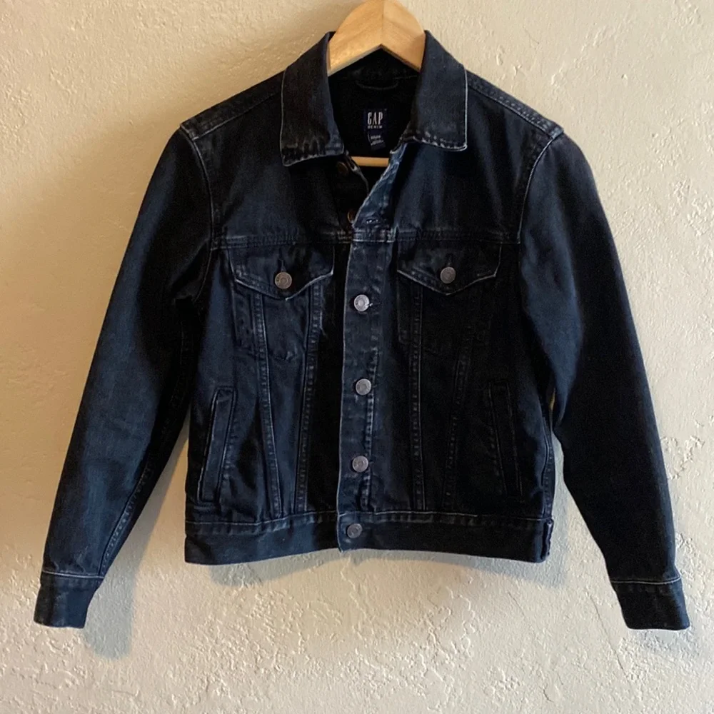 GAP Kids Icon Black Denim Jacket Size Large 10-11y - Picture 1 of 9
